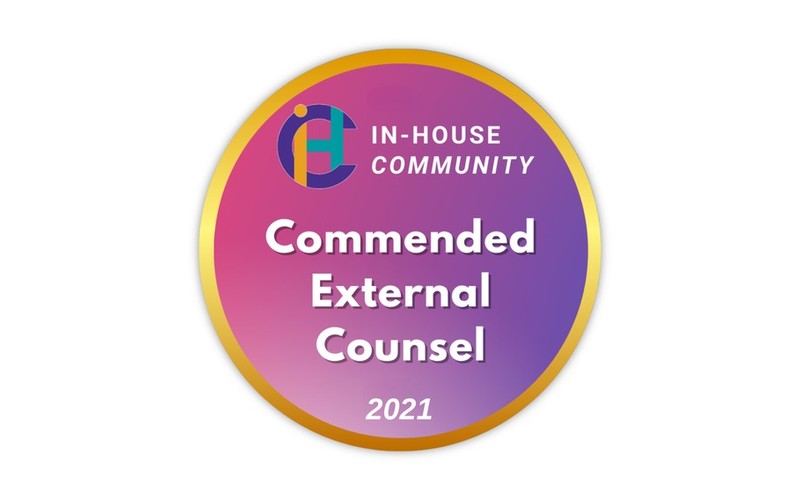 In-House Community Commended External Counsel 2021 badge