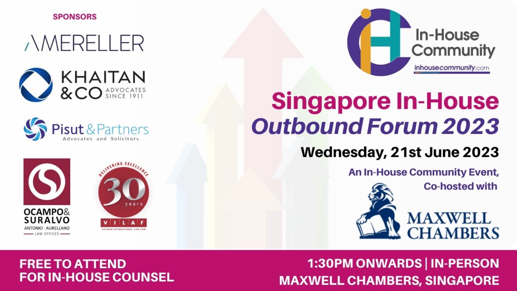 Singapore In-House Outbound Forum 2023 banner with sponsor logos