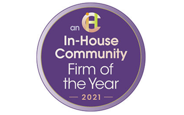 In-House Community Firm of the Year 2021 badge